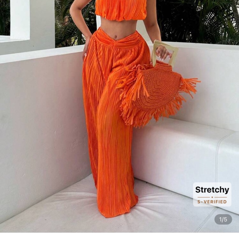 SHEIN Orange 2 Piece Pant Set